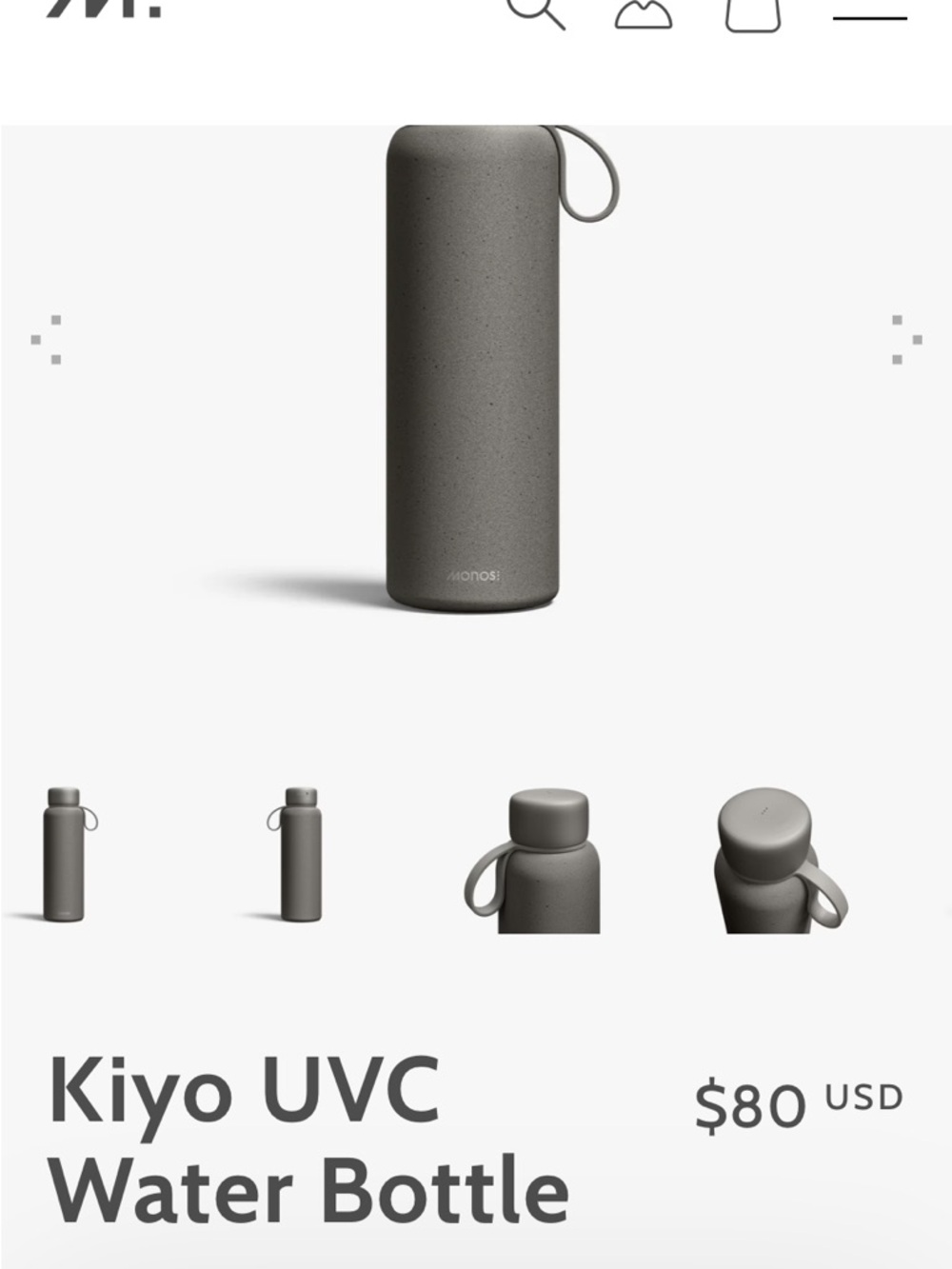 Monos Kiyo UVC Water Bottle - Graphite Gray